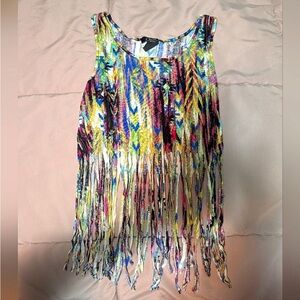 Deb Multicolor Fringe Crop Top